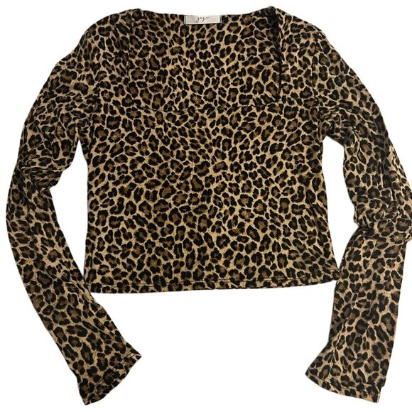 Y2K-Inspired Cheetah Print Sqaure Neck Long Sleeve Top | Size M - Picture 1 of 4